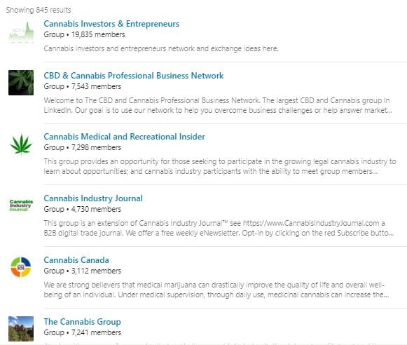 Cannabis Groups on Linkedin