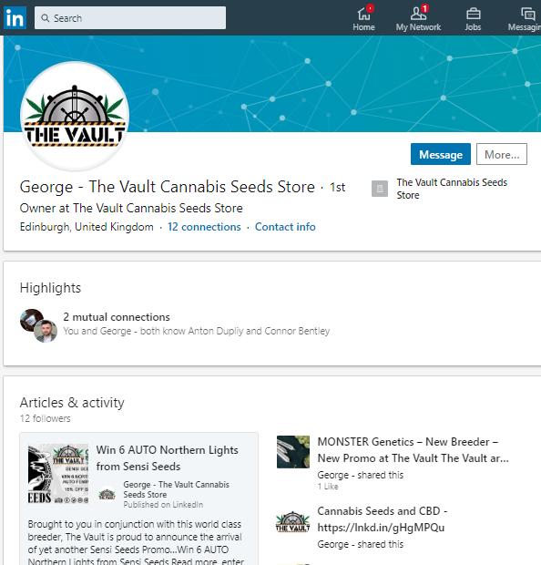 George from The Vault Cannabis Seeds Store on Linkedin