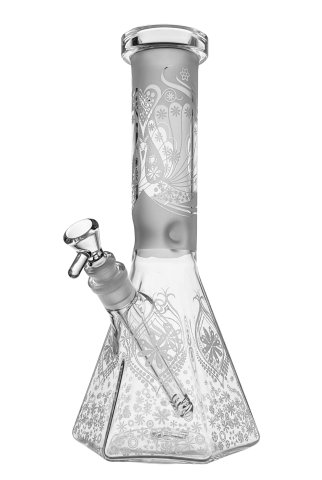 Basil  Bush  Glass  Hexagonal  Peacock 31cm  Bong