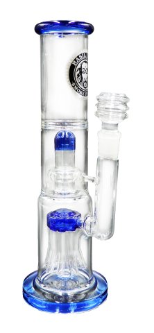Basil  Bush  Salad  Finger  Heavy  Duty  Glass  Double  Percolator  Bong