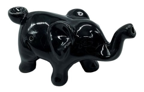 Ceramic  Black  Elephant  Pipe