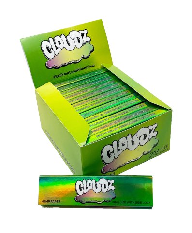 Cloudz  Cloudz  Hemp  Kingsize  Slim  Papers  Tips  Box  Of 26  Packs