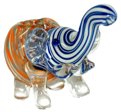 Coloured  Glass  Elephant  Pipe