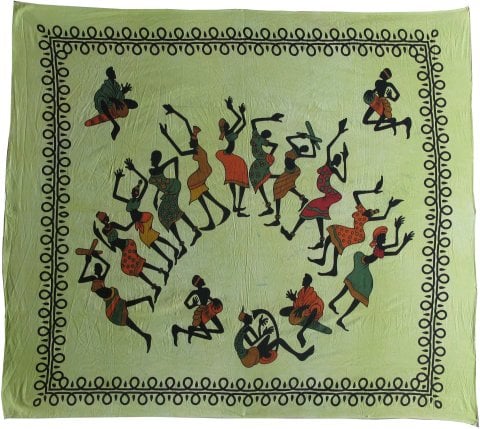 Dancing  Tribal  Design  Double  Bed  Cover