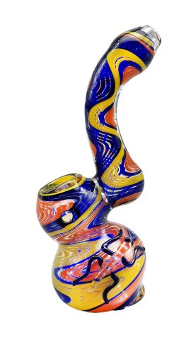 Glass  Coloured  Bubbler  Medium  With  A  Lizard  Design 18cm