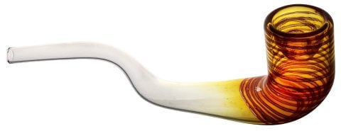 Glass  Pipe  With  Coloured  Bowl  And  Bent  Stem