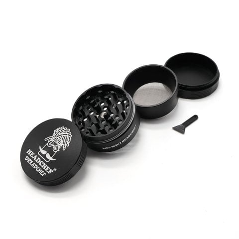 Headchef  Basil  Bush  X  Headchef  Dreadchef 55mm 4  Part  Grinder  Obsidian  Black