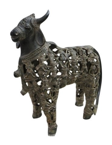 Brass  Cow  Jali  Statue 38cm  X 43kg