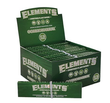 Elements  Green  Connoisseur  Kingsize  Slim  Hemp  Papers   Tips