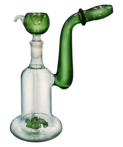 Glass 18cm  Percolator  Bong  Two  Tone  Clear   Green
