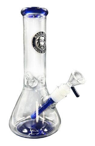 Glass  Beaker  Bong  With  Ice  Spikes   Coloured  Base 25cm