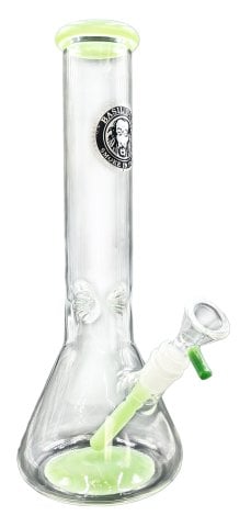 Glass  Beaker  Bong  With  Ice  Spikes   Coloured  Base 33cm