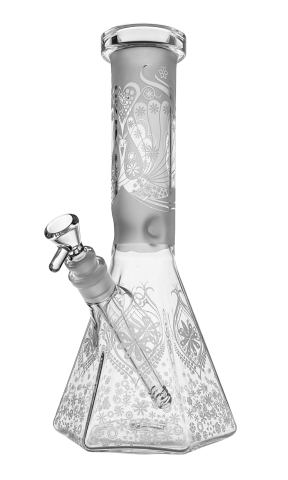 Glass  Hexagonal  Peacock  Bong 31cm
