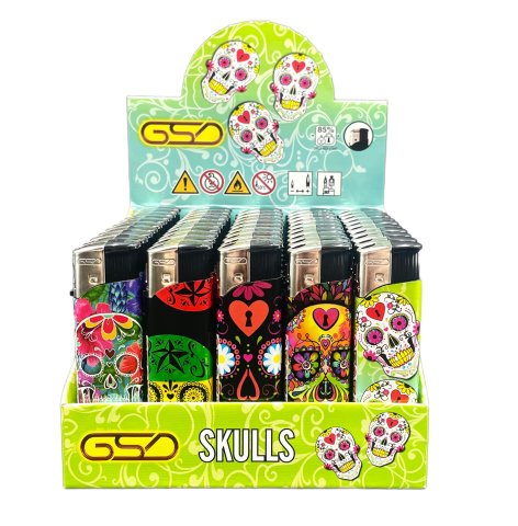 Gsd  Electronic  Skulls  Design  Lighters  Display  Of 50 1