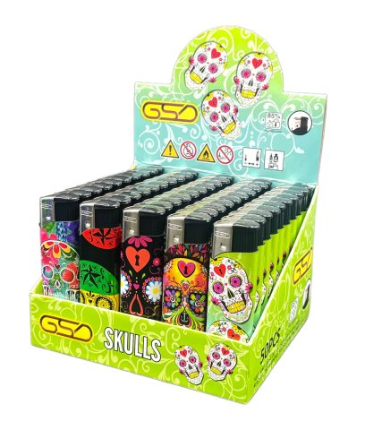 Gsd  Electronic  Skulls  Design  Lighters  Display  Of 50 2
