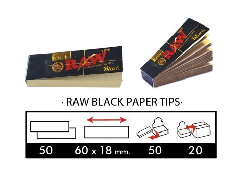 Raw  Black  Natural  Unrefined  Tips 50  Booklets 1
