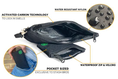 Stash  Bros  Activated  Carbon  Smell  Proof  Bag  Mini   Large 2