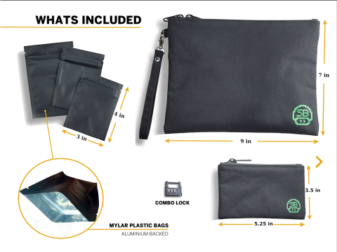 Stash  Bros  Activated  Carbon  Smell  Proof  Bag  Mini   Large 8