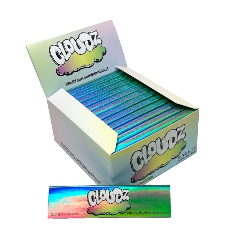 Cloudz  Cloudz  Rainbow  Kingsize  Slim  Papers  Tips  Box  Of 26  Packs