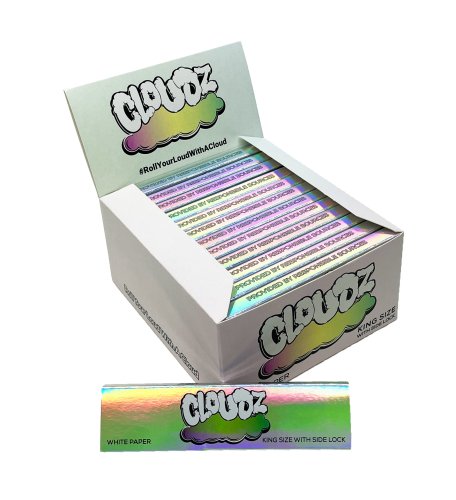 Cloudz  Cloudz  White  Kingsize  Slim  Papers  Tips  Box  Of 26  Packs
