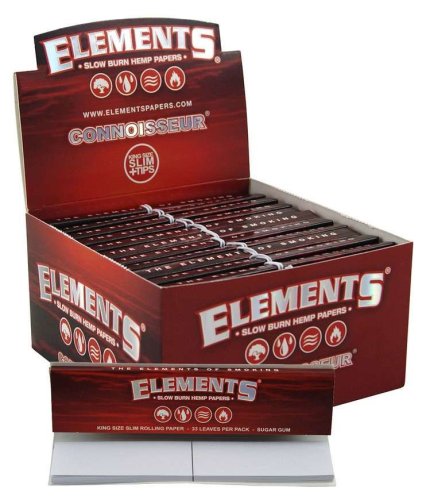 Elements  Elements  Connoisseur  Kingsize  Slim  Hemp  Paper  With  Tips  Red